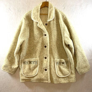 Vintage Haband Women Oversized Sherpa Button Jacket Sz XL Cottage Folk Rustic